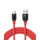 كيبل أنكر أبل - تايب C الى USB 3.0 باور لاين بلس 1.8 متر﻿ - احمر